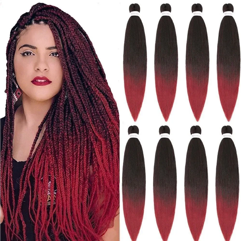 Alrence Braiding Hair Burgundy Red 26 Inch, 6 Packs